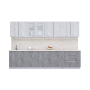 Готовая кухня ПЛАСТИК 3,2Б (Оксид светлый/ Оксид темный)
